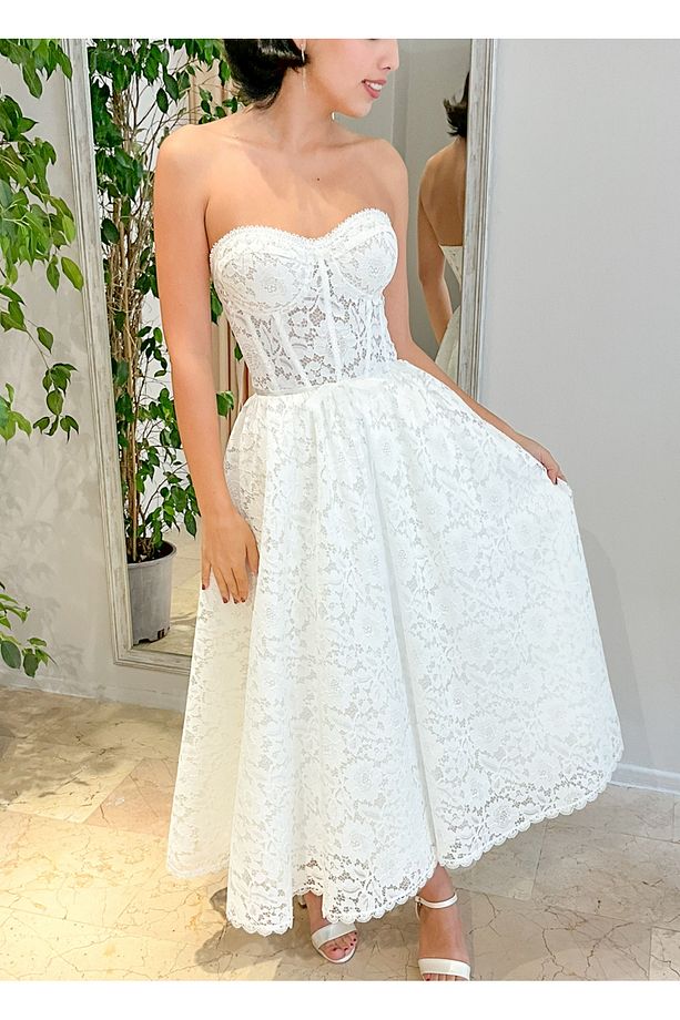 Kordoneli Dantel Midi Boy Gelinlik / Nikah Elbisesi, After Part Elbisesi - 1