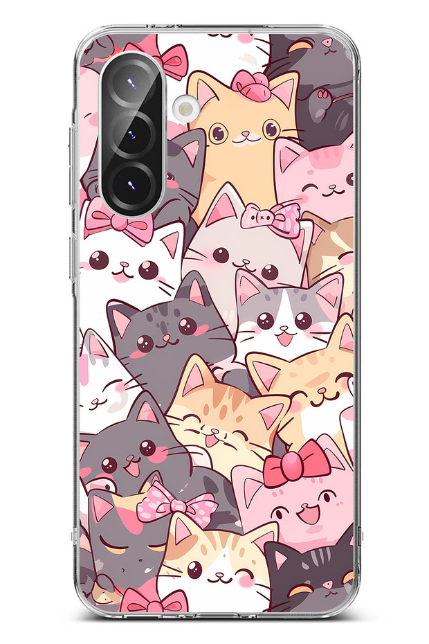 Galaxy A36 Compatible Cute Cats Transparent Silicone Case