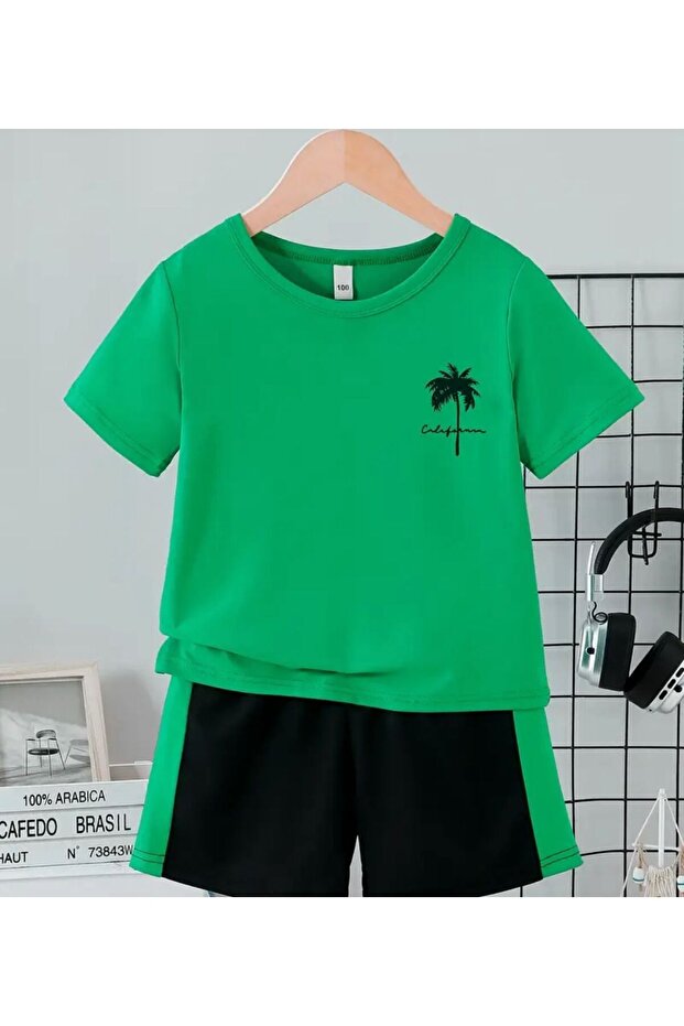 California Palm Printed Summer 100% Cotton Children's Set