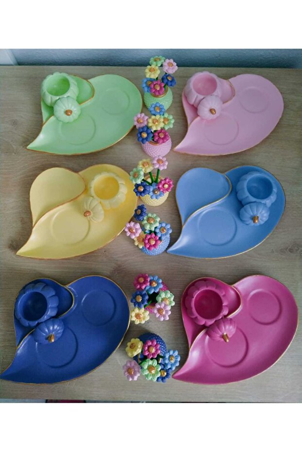 6 Kişilik Canlı Renkler Kahve Seti... #sevgililergünü Hediyesi..#Annelergünü....sunum Seti - 1