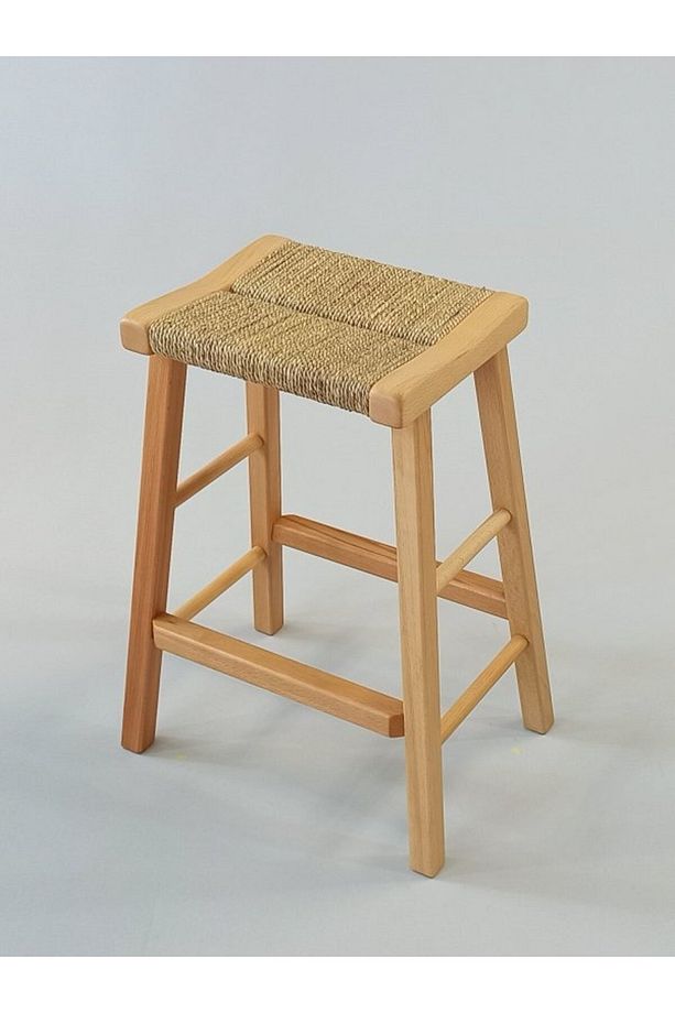 Hasır Örgülü Ahşap Bar Taburesi 60cm (28cmx35cm) - 1