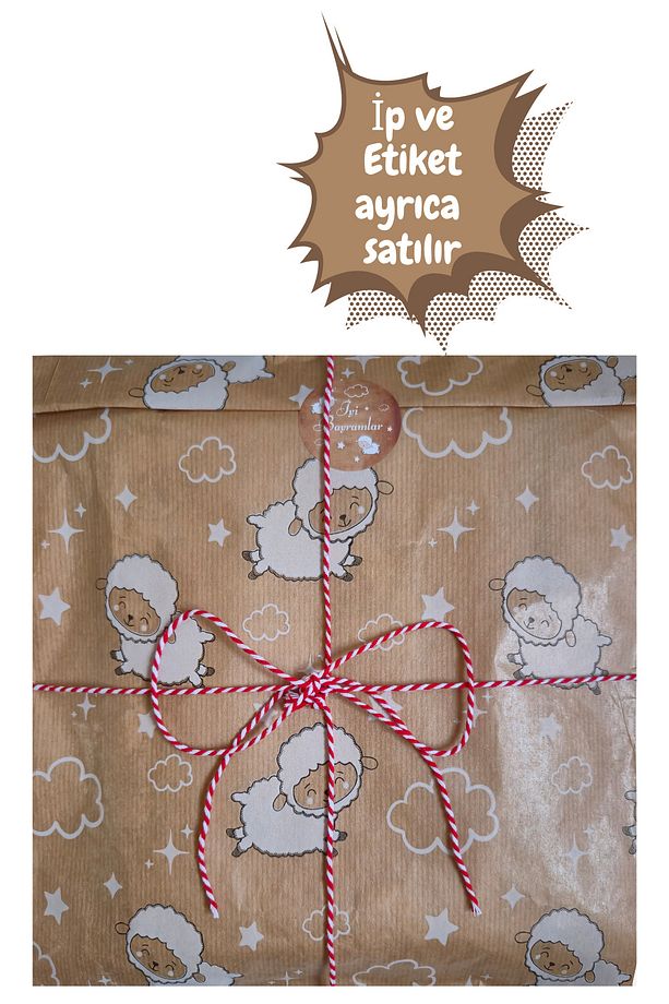 100 Adet 12x20 Kuzu Desenli Kurban BayramıTemalı Hediye Kutusu Poşeti - 3