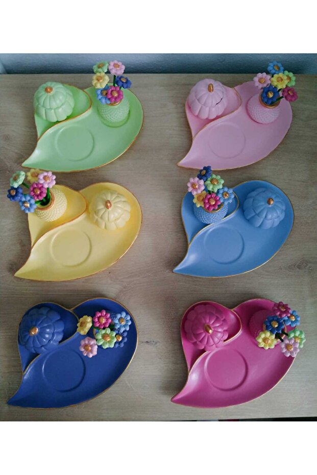 6 Kişilik Canlı Renkler Kahve Seti... #sevgililergünü Hediyesi..#Annelergünü....sunum Seti - 6