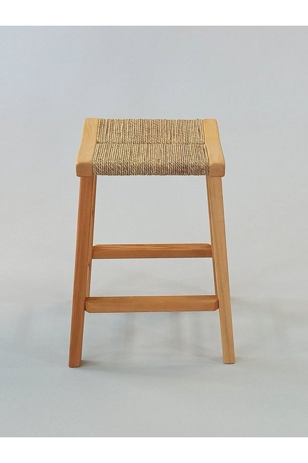 Hasır Örgülü Ahşap Bar Taburesi 60cm (28cmx35cm) - 2