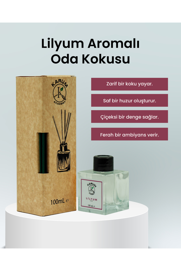 Lilyum (Zarif ve Ferahlatıcı Çiçek Esintisi) Çubuklu Kare Oda Kokusu 100ml - 3
