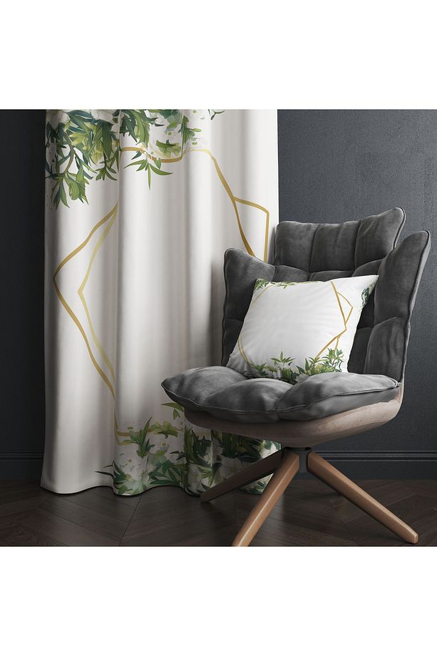 Floral ve Geometrik Motifli Perde – Estetik & Modern Atmosfer 140x260 CM Tek Kanat - 4