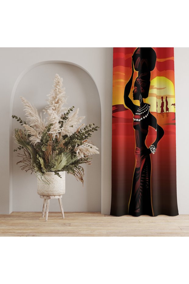 Hot Sunset Themed Human Silhouette – Aesthetic & Modern Style 140X260 cm Single Wing
