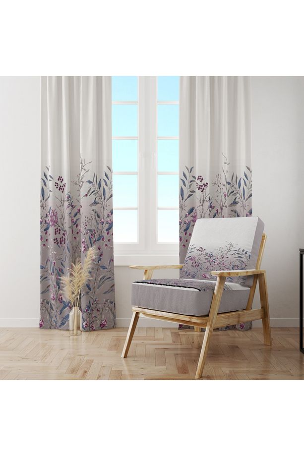 Dekoratif Doğal Çiçekli Fon Perde – Özgün & Şık Tasarım 140x260 CM Tek Kanat - 6