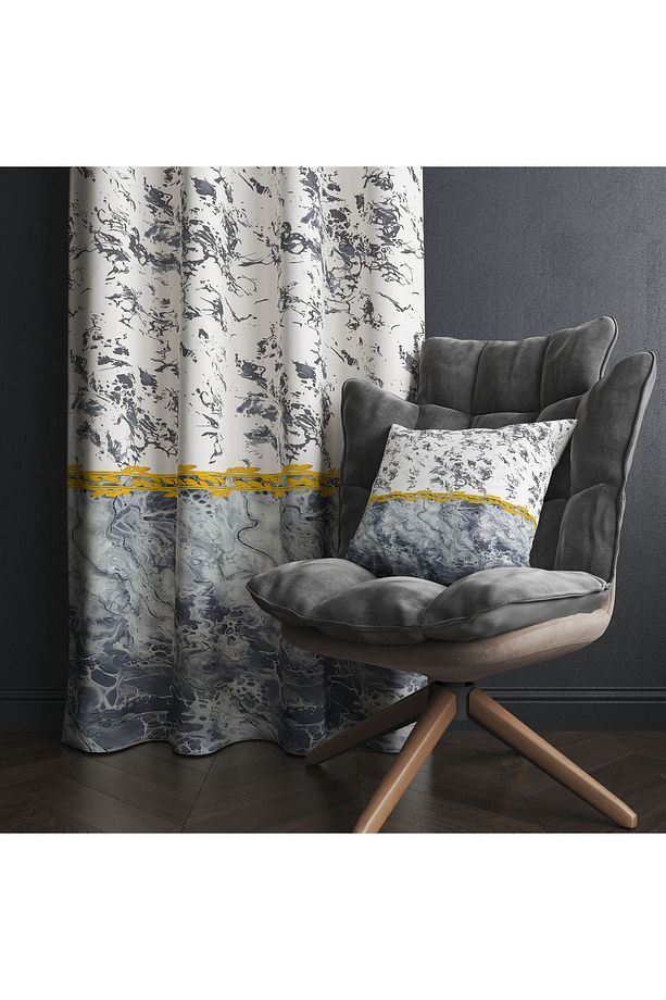 Soyut Mermer Desenli Fon Perde – Modern & Şık Dokunuş 140x260 CM Tek Kanat - 5