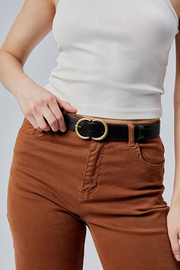 Stylish Women's Belt with Cc Buckle 100% Genuine Leather 3cm Belt