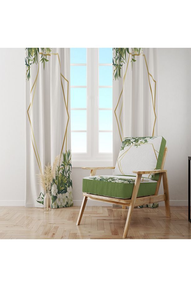 Floral ve Geometrik Motifli Perde – Estetik & Modern Atmosfer 140x260 CM Tek Kanat - 6
