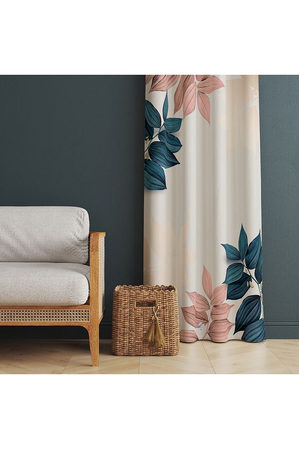 Büyük Yaprak Desenli Fon Perde – Doğal & Estetik Dokunuş 140x260 CM Tek Kanat - 6