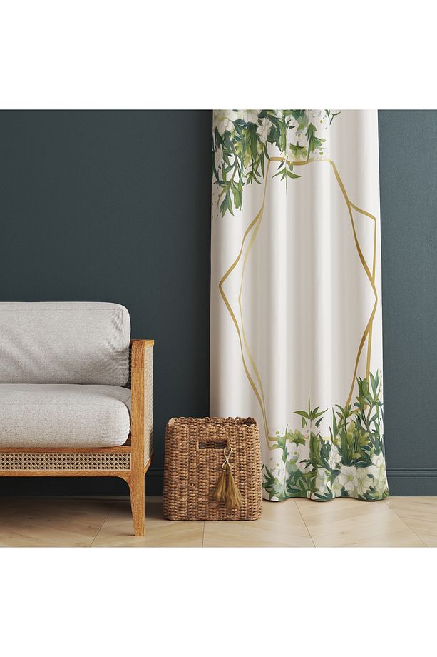 Floral ve Geometrik Motifli Perde – Estetik & Modern Atmosfer 140x260 CM Tek Kanat - 5