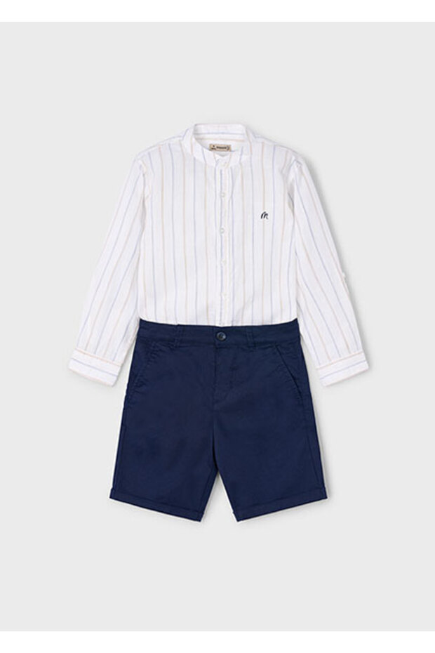 Boys' Shorts and Mandarin Collar Shirt Set 3230