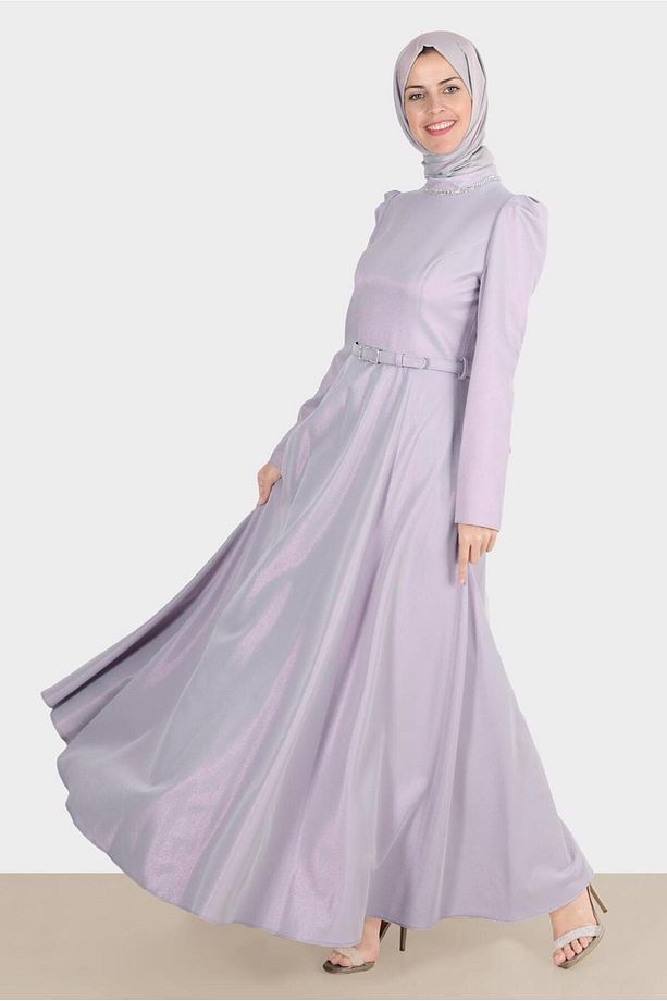 Kemerli Simli Elbise 42873 - 2