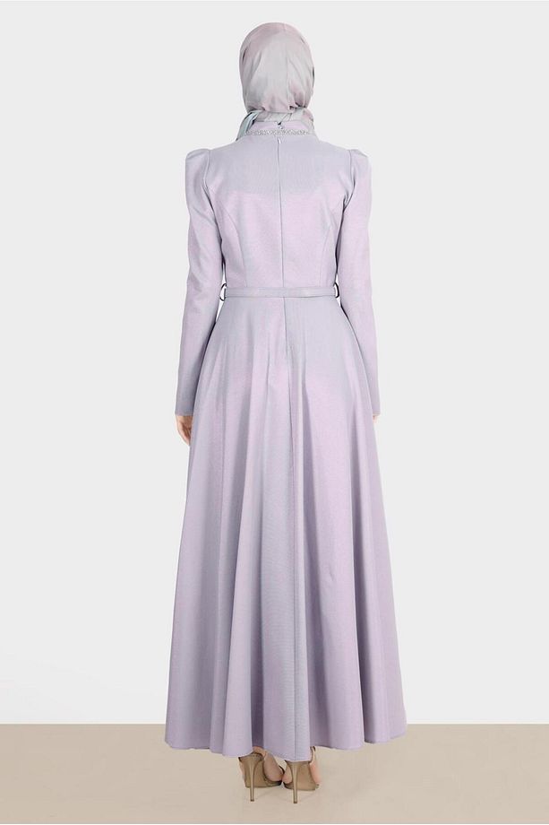 Kemerli Simli Elbise 42873 - 3