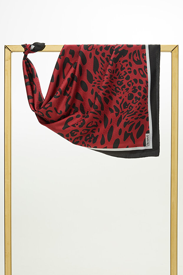 Çerçeveli Leopar Eşarp - 1