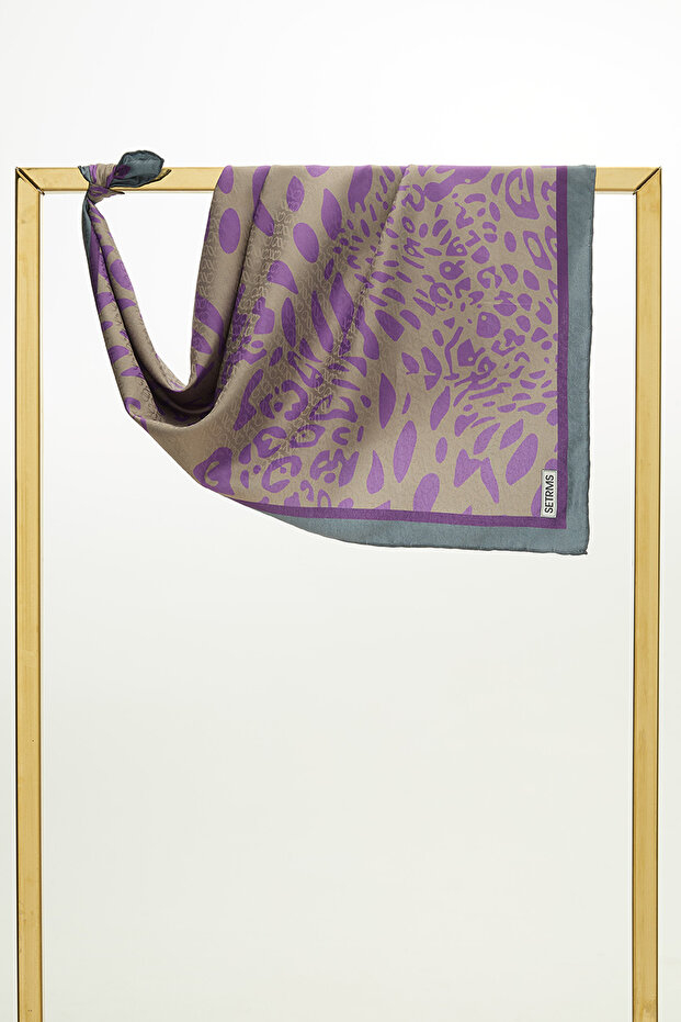 Çerçeveli Leopar Eşarp - 1