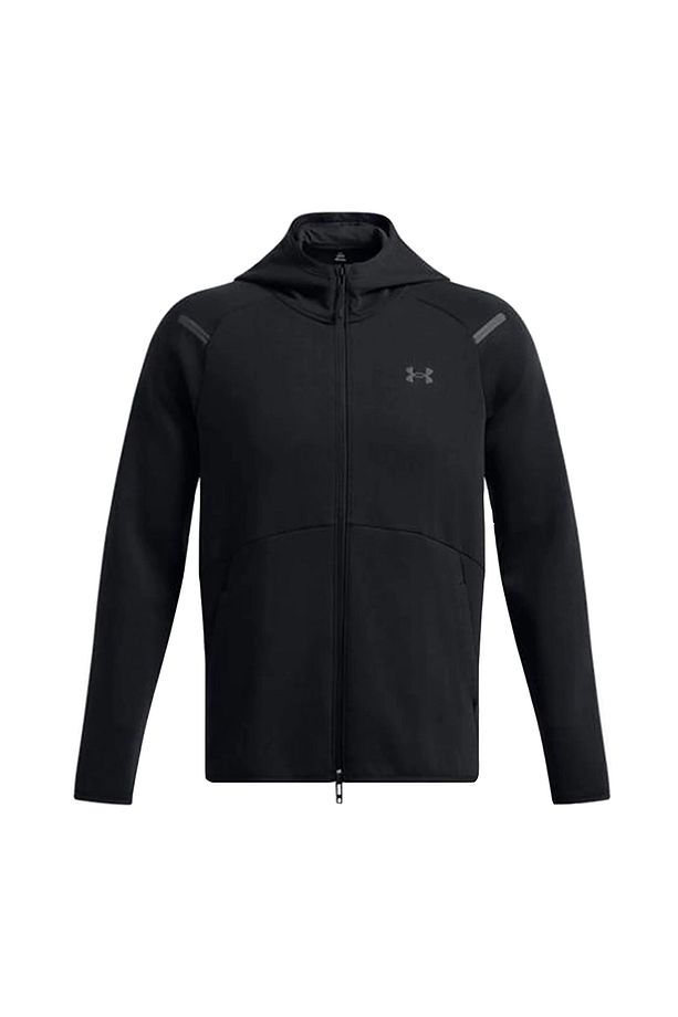 Siyah Erkek Fermuarlı Yaka Normal Kalıp Zip Ceket 1389352-001 UA Unstoppable Flc FZ H - 1