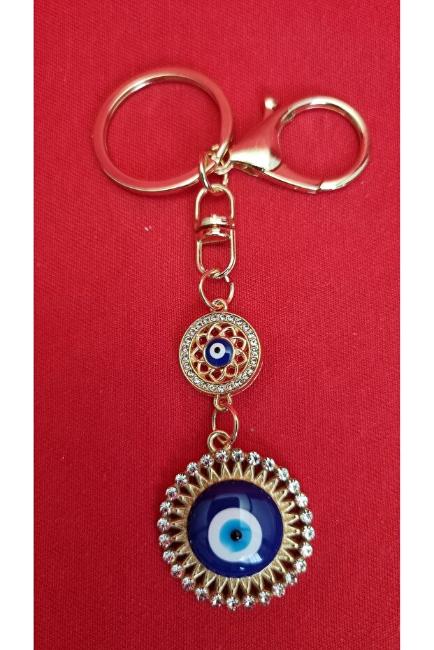 Evil Eye Beaded Metal Keychain