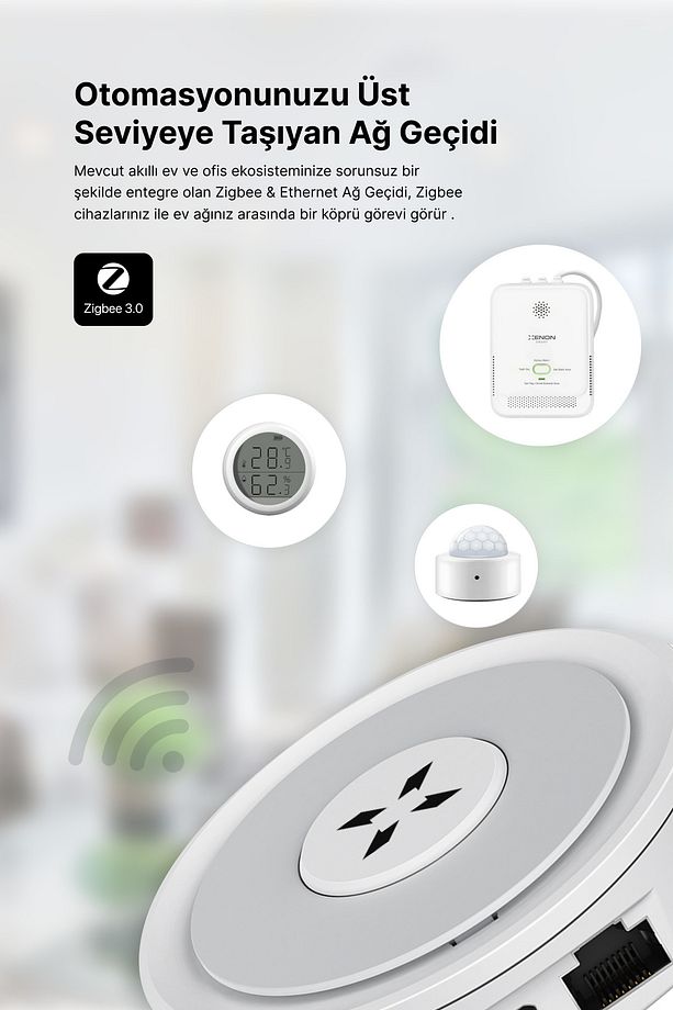 Akıllı Ev Ağ Geçidi Zigbee 3.0 Ethernet Mobil App Kontrollü Tuya Uyumlu Gateway X7965 - 7