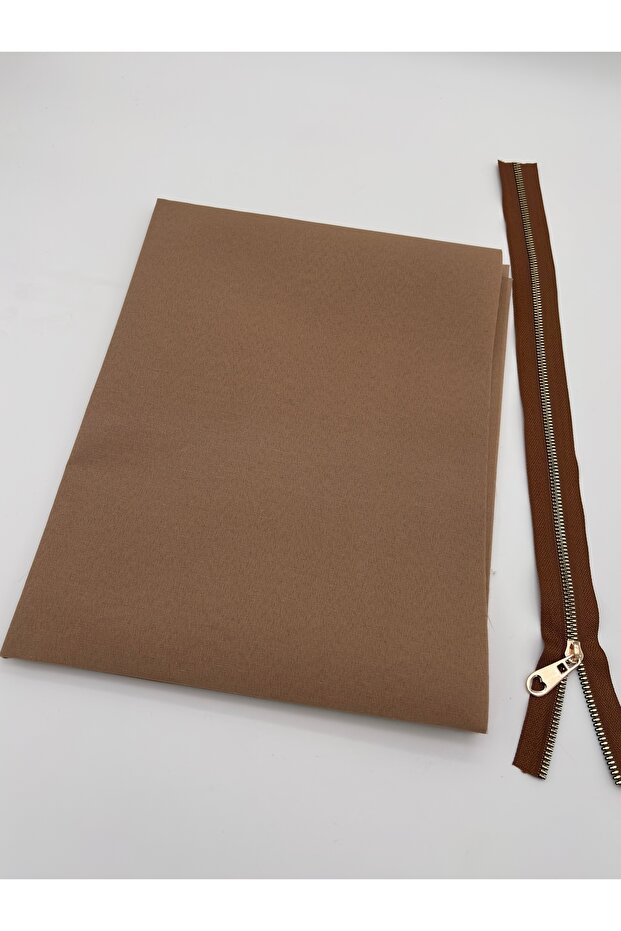 120X50 cm Cotton Bag Lining (Paper Rope Dark Pouch Paper) 45 cm Zipper - Hearted Handle