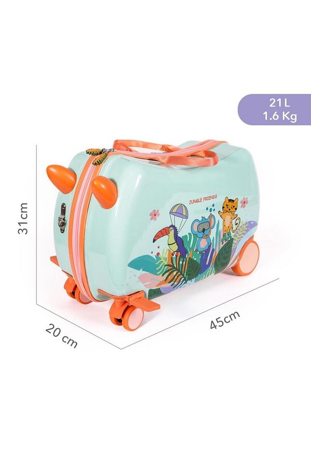 Milk&moo Binilebilir Çocuk Valizi Jungle Friends, 360 Derece Dönen Tekerlekler, Açılır Kapanır Ayak - 5