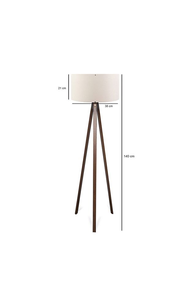 Tripod Krem Rengi Başlıklı Ceviz Ayak Dekoratif Lambader - 3