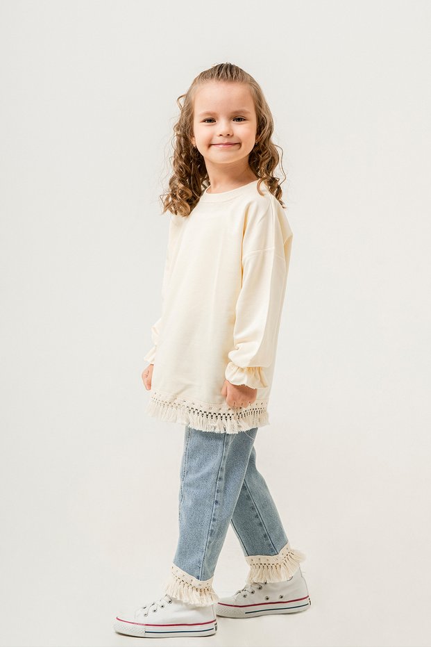 Blue Jean Trousers Tassel Detailed Badili Girl's Suit 20399