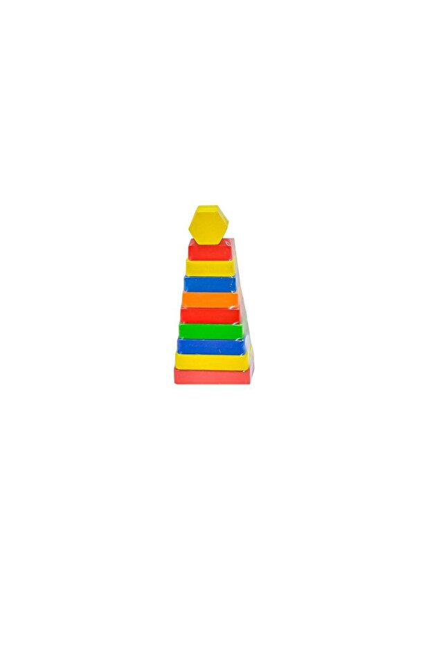 Ony-393 Wooden Rectangular Colorful Tower - Onyıl Toy