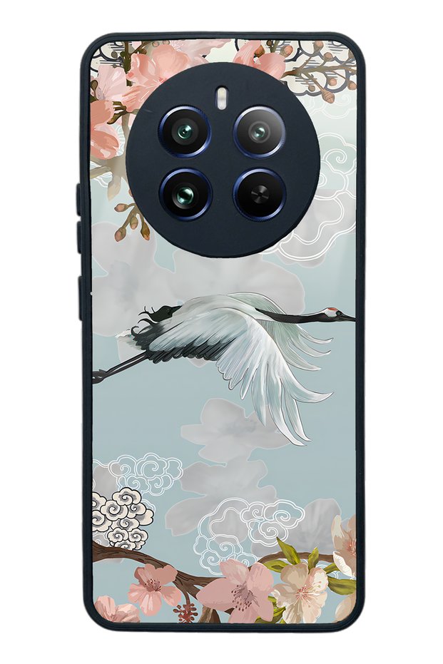 Oppo Realme 12 Pro Glossy Phone Case with Watercolor Stork Design