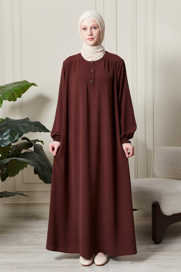 Shirt Collar Buttoned Front Loose Aerobin Dress Hijab Dress Mother's Dress Prayer Dress