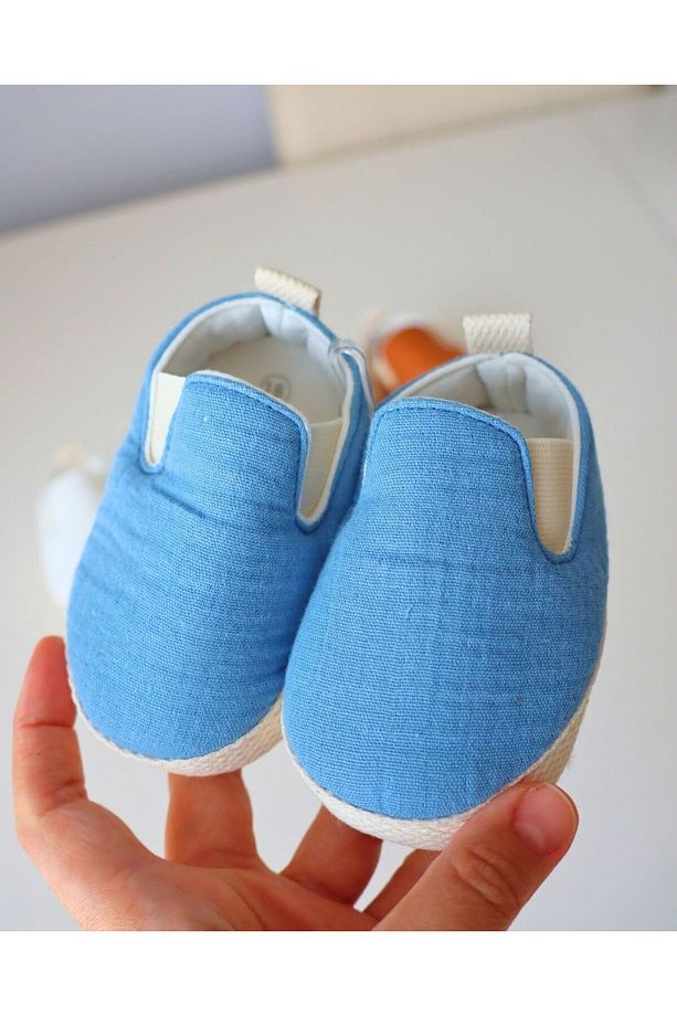 Yazlık Müslin Kumaş Naturel Soft Renkler Tasarım Bebek Ayakkabısı - 3