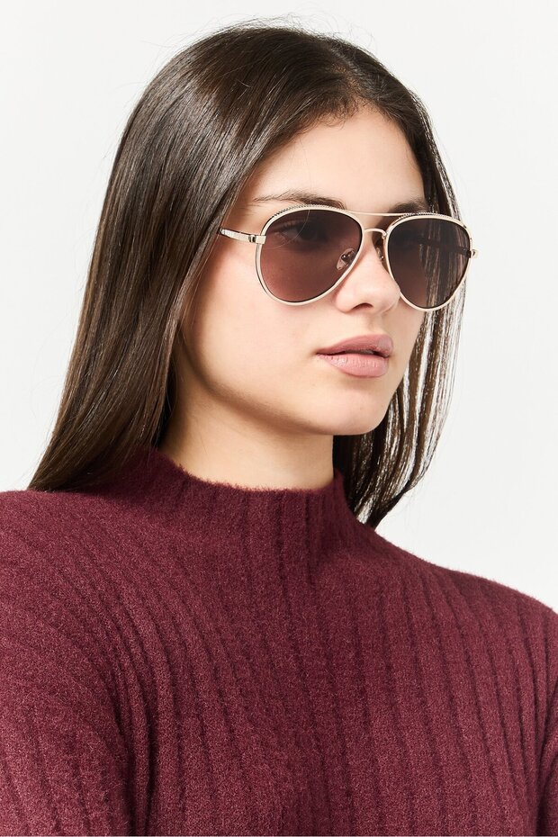 Women GF0350 Aviator Sunglasses, Brown - 2