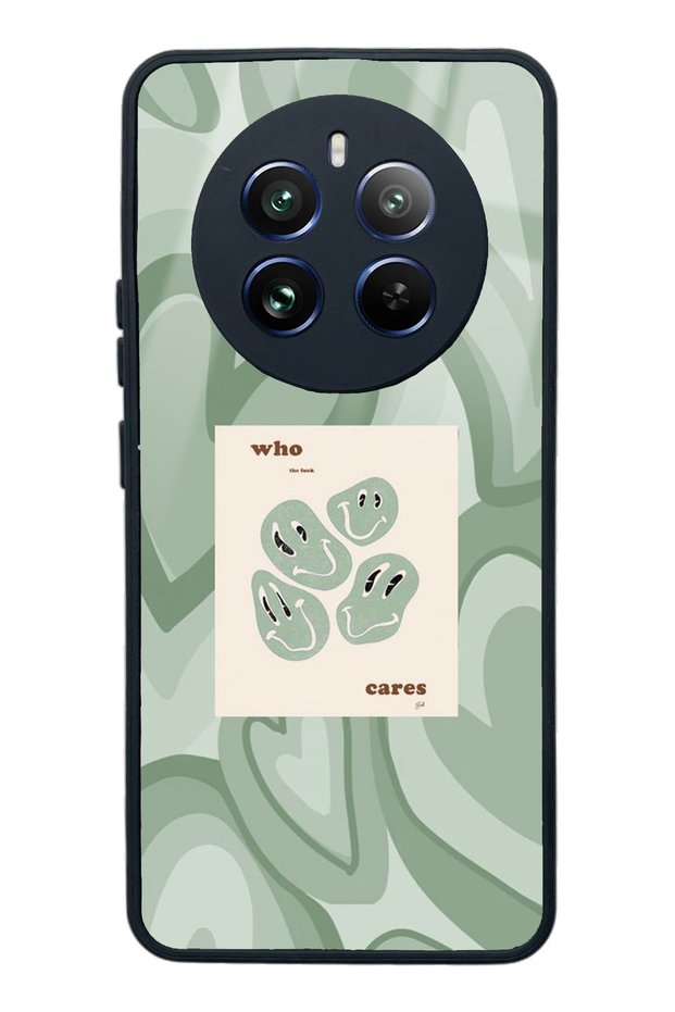 Oppo Realme 12 Pro Who Cares Glossy Phone Case with Green Design