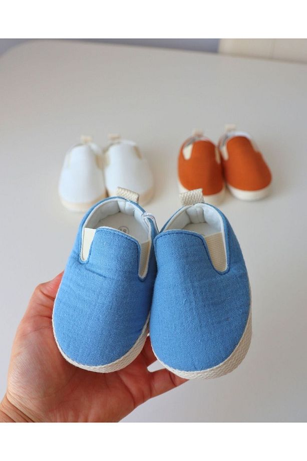 Yazlık Müslin Kumaş Naturel Soft Renkler Tasarım Bebek Ayakkabısı - 4