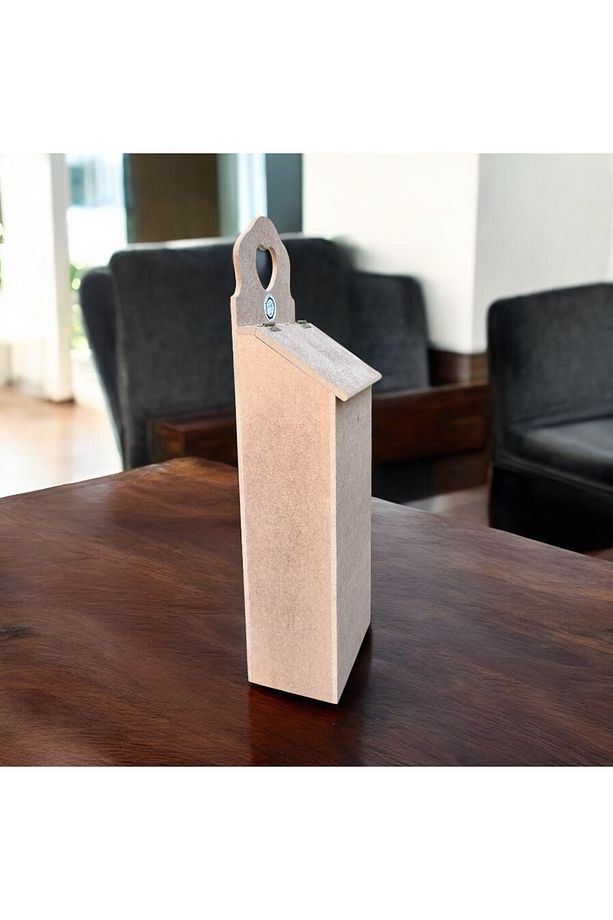 Ahşap Poşetlik – Kalpli Kulplu, Boyanabilir MDF Poşet Saklama Kutusu 12x14,5x52 cm - 6