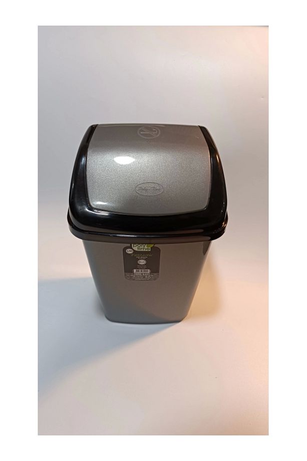 Sallanır Kapak Ofis Banyo Mutfak Bahçe Çöp Kutusu Kovası / 5 Litre / Gri / 29x14x17 Cm. - 3