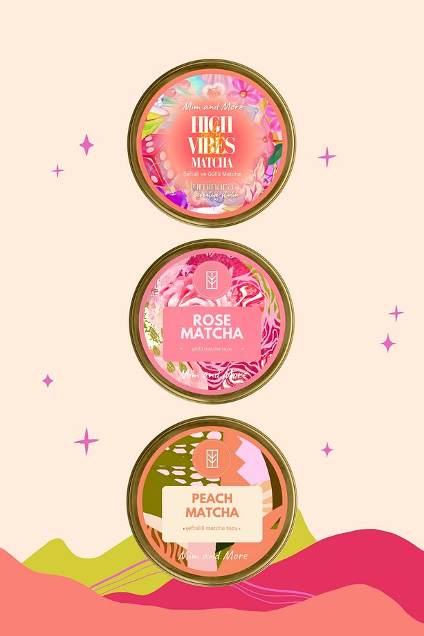 Fruit and Rose Passion Matcha 3'lü Set - High Vibes Matcha, Rose Matcha, Peach Matcha 3^lü Set - 1