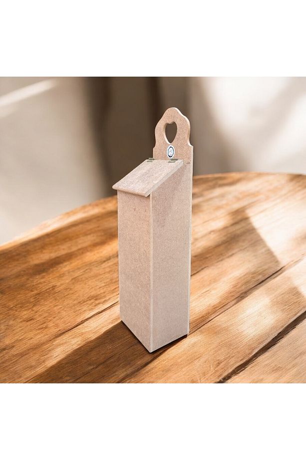 Ahşap Poşetlik – Kalpli Kulplu, Boyanabilir MDF Poşet Saklama Kutusu 12x14,5x52 cm - 5