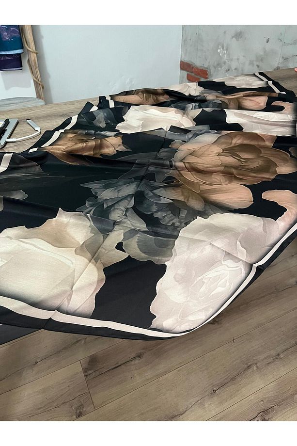 Lotus Desen Soft Siyah-Kahve Şal - 5