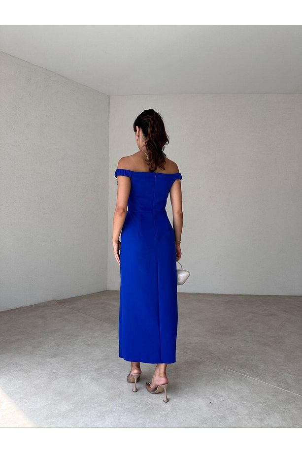 Ziley Midi Elbise - Saks Mavisi (8117) - 3