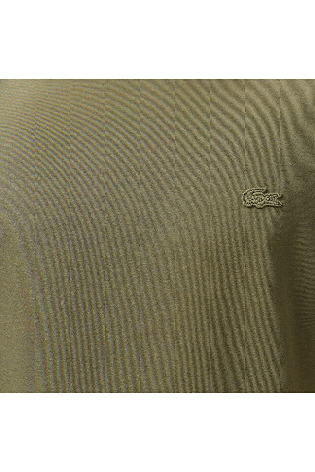 Erkek Relaxed Fit Bisiklet Yaka Haki T-shirt - 5