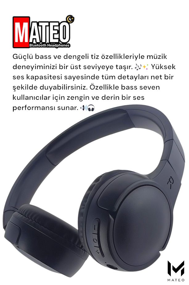 Kablosuz Bluetooth Kulaklık | Extra Bass | Mikro SD | Type-C Şarjlı - 2