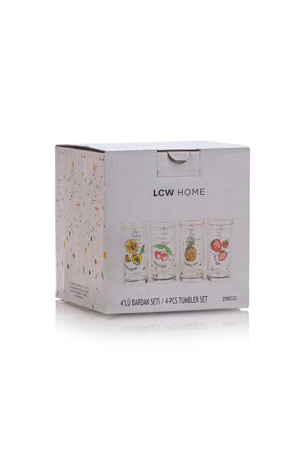 LCW HOME Karişik Baskılı Cam 4'lü Bardak Seti 290 ml - 6