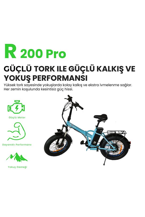 R-200 PRO Elektrikli Katlanabilir Bisiklet 13AH Shimano Altus Hidrolik Fren Şehir Bisikleti - 4