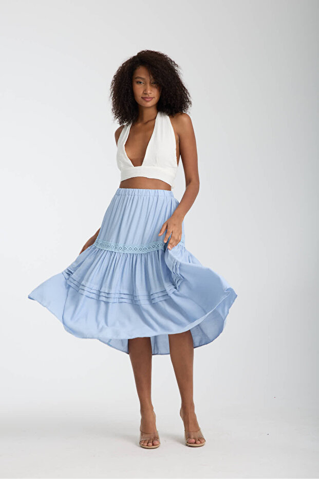 Scalloped Women's Loose Elastic Waist Skirt