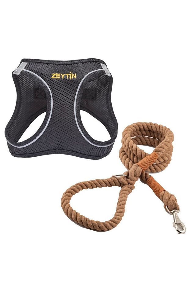 Köpek Tasma Seti Kişiye Özel Airmesh Göğüs Tasması İsimli Göğüs Tasması ve Köpek Gezdirme Halatı - 1