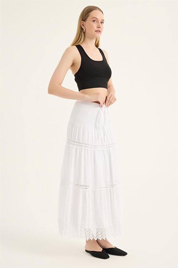 Dantel Şeritli Etek - 3