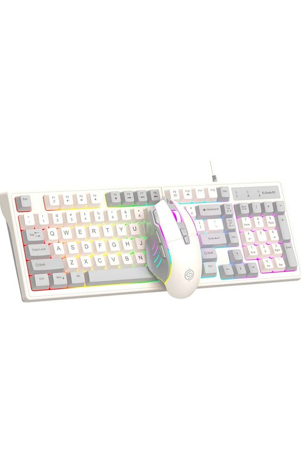 KM-800 Grey-White Membran Kablolu Reinbow Aydınlatmalı Gaming Oyuncu Klavye Mouse Set - 1
